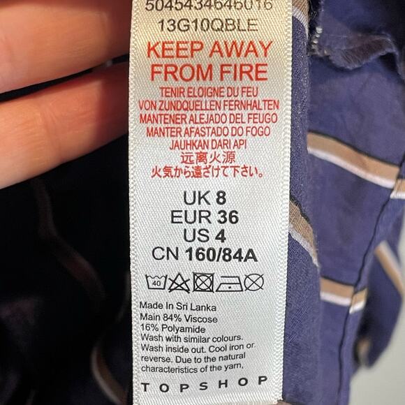 Topshop NWT Striped Faux Wrap Long Sleeve Top - size 4 - Picture 7 of 7